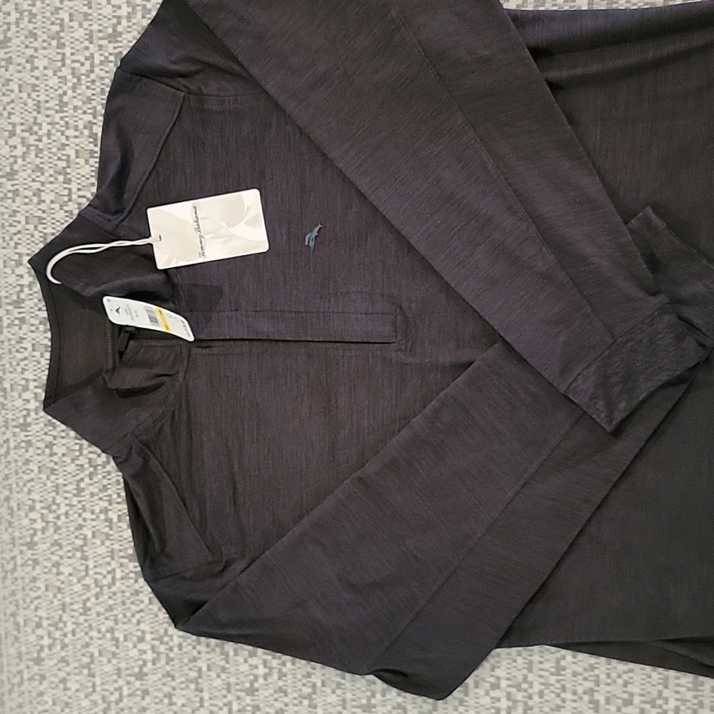 NEW TOMMY BAHAMA long sleeve, pull over shirt, charcoal in medium.